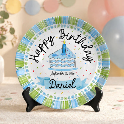 Cupcake First Birthday Keepsake Custom Name Ceramic Personalized Birthday Plate P829GRV0