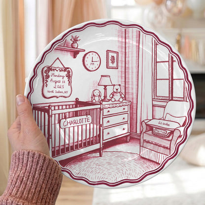 Pink & Blue Nursery Scene Personalized Birth Plate P513DV80