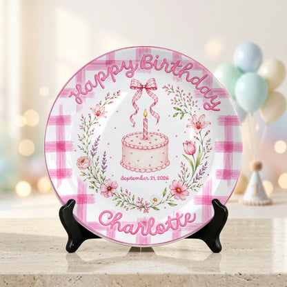 Vintage Floral Baby Girl First Birthday Keepsake Personalized Birthday Plate P86VN60