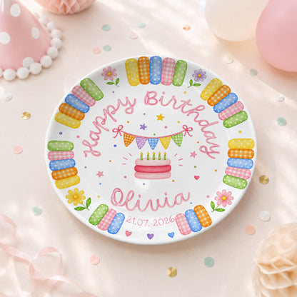 Rainbow Candy with Cake Personalized Birthday Plate P664QE0
