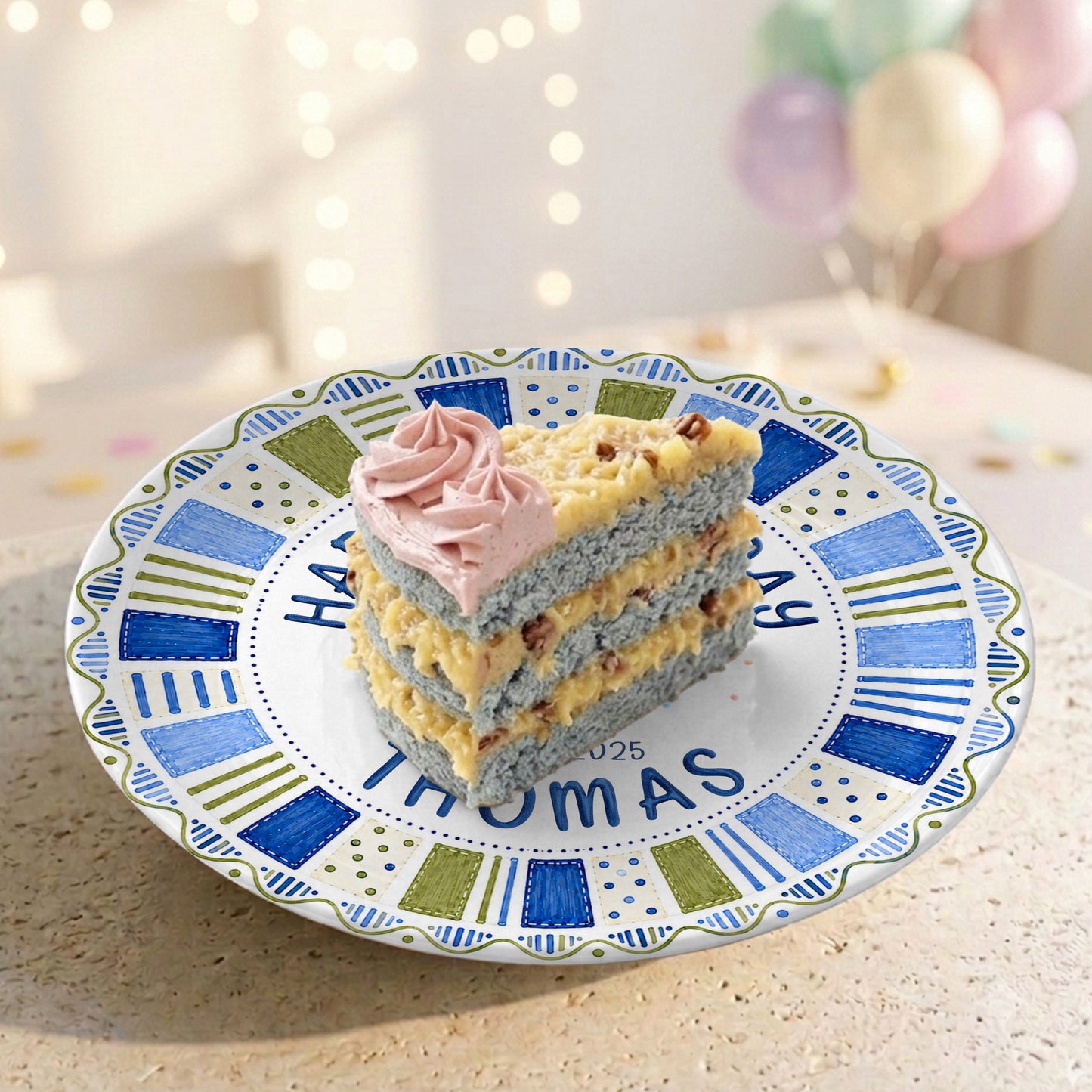 Blue Preppy Candle Custom Name Boy Keepsake Personalized Birthday Plate P814KBC0
