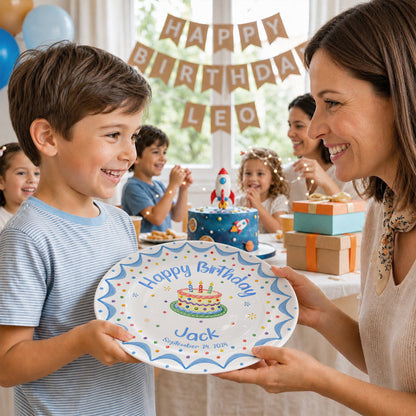 Blue Scallop Cake Personalized Birthday Plate P611FTC0