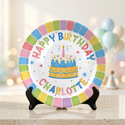 Pastel Rainbow Birthday Personalized Birthday Plate P723FGH0
