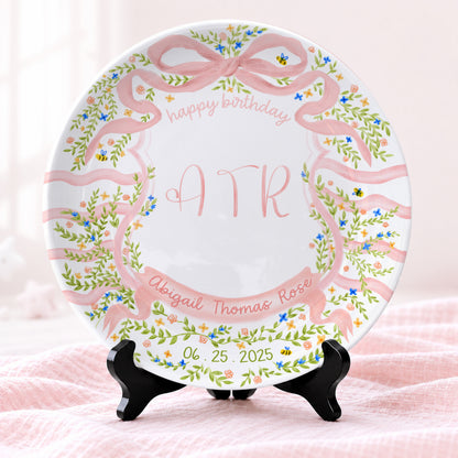 Floral Monogram Personalized Birthday Plate P5293SS0