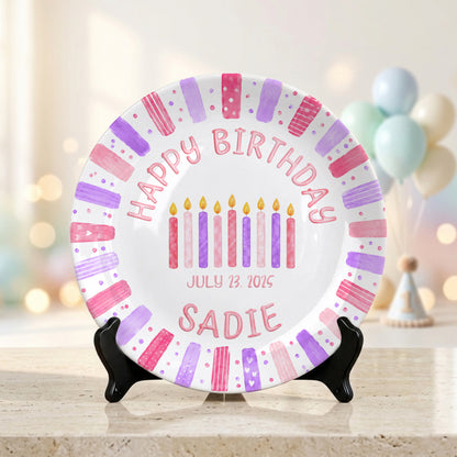Pink Candle Keepsake Personalized Birthday Plate for Kids Celebration Gift Tradition P810XNA0