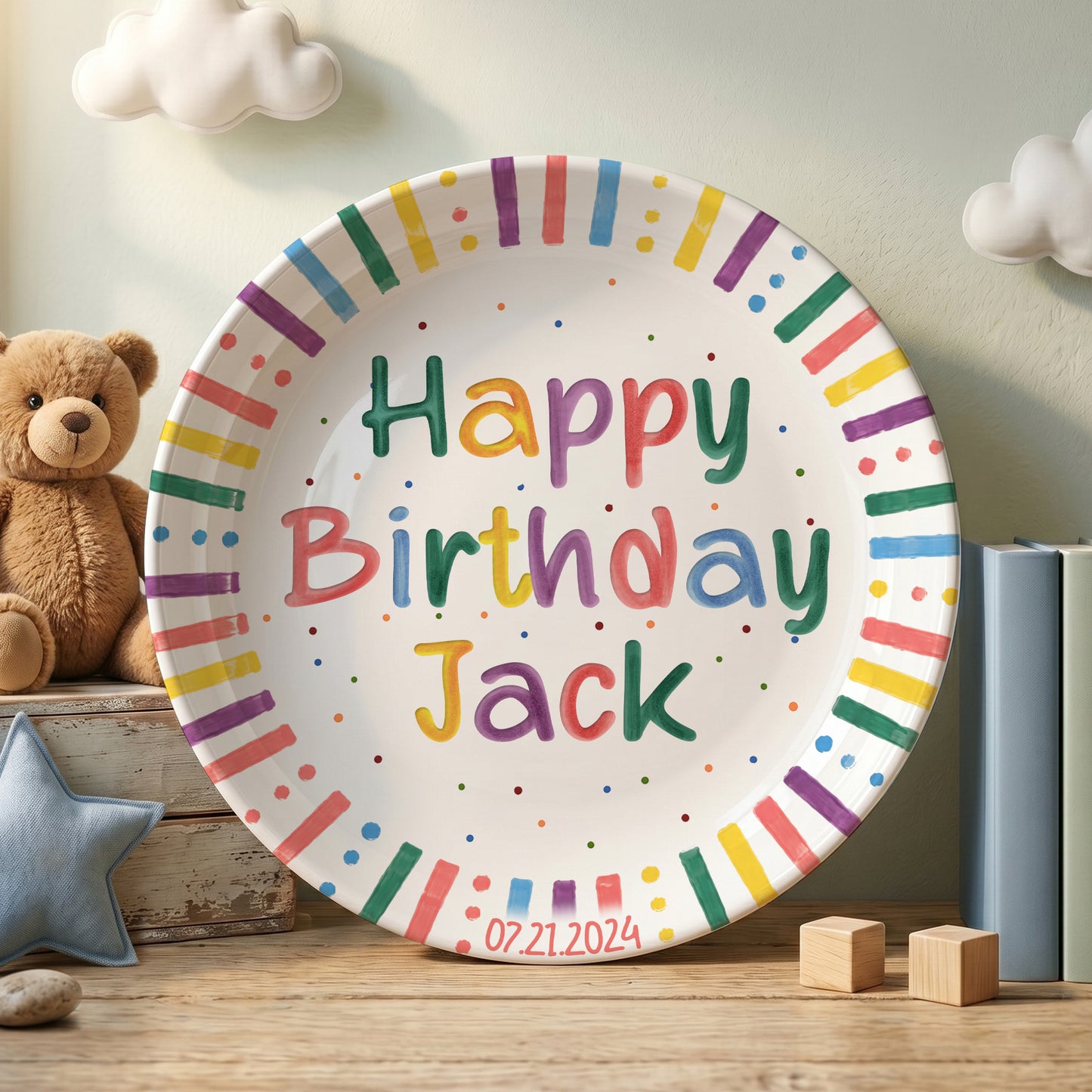 Hip Hip Hooray Personalized Birthday Plate P526XWT0