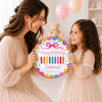 Happy Birthday Rainbow Candles Keepsake Personalized Birthday Plate for Kids P619T3J0