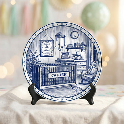 Custom Newborn Keepsake Personalized Baby Birth Plate, Name Stats Nursery Decor P820OIX0