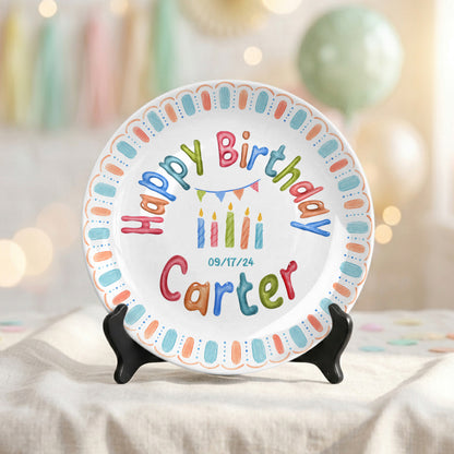 Custom Name Date Kids Birthday Keepsake Boy Gift Personalized Birthday Plate P818VEG0