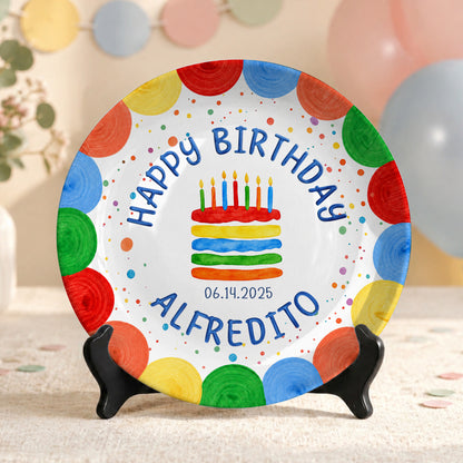 First Birthday Cake Keepsake Custom Name Ceramic Personalized Birthday Plate P829WLE0