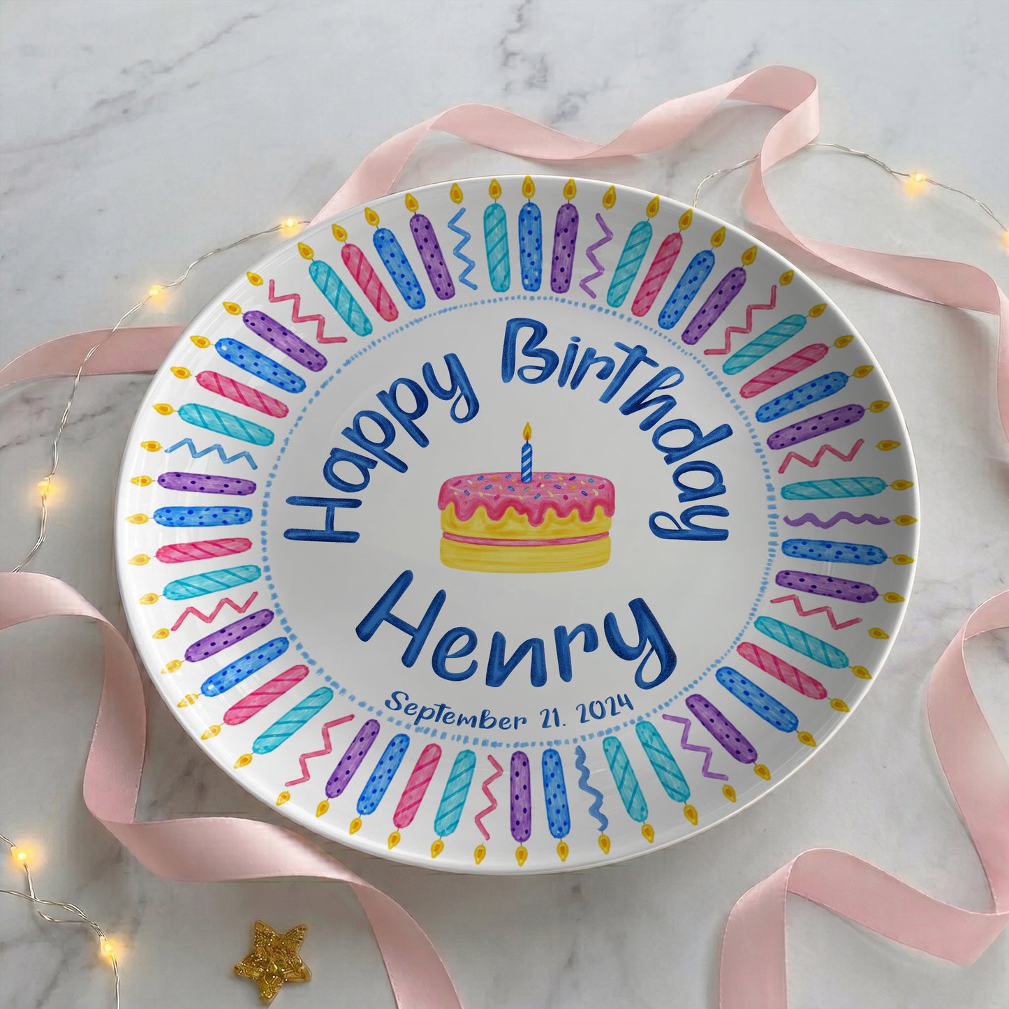 Colorful Birthday Candles Keepsake Personalized Birthday Plate P716Z5U0
