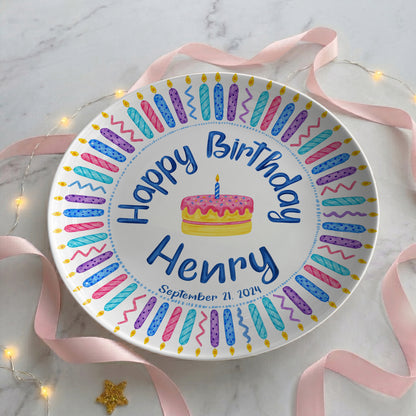 Colorful Birthday Candles Keepsake Personalized Birthday Plate P716Z5U0