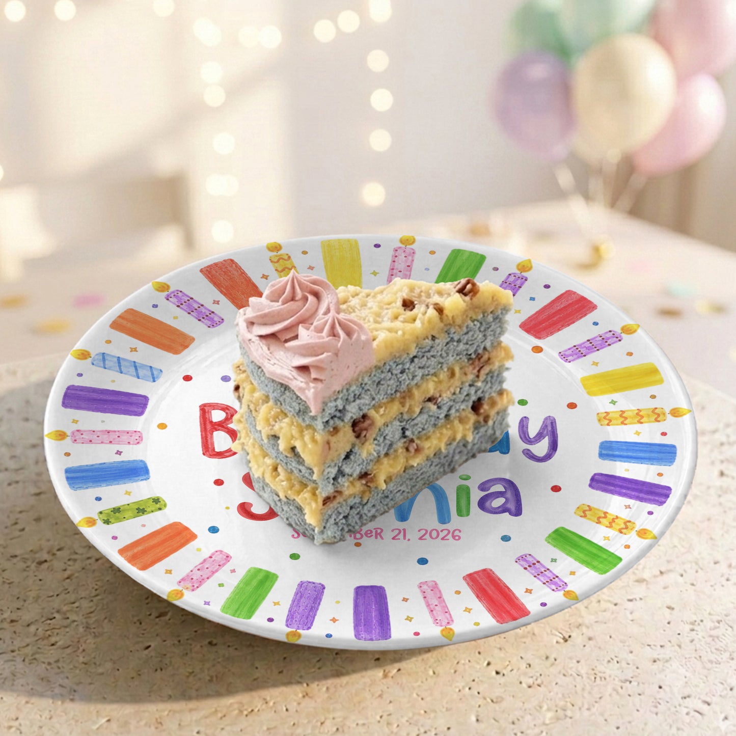 Colorful Candle Happy Birthday Keepsake Custom Kids Personalized Birthday Plate P81505O0