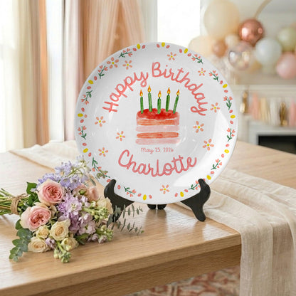 Sweet Floral Personalized Birthday Plate P4309GN0