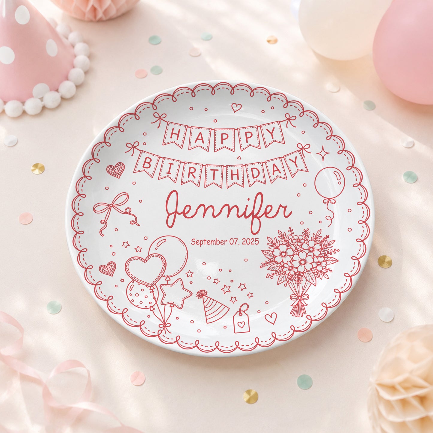 Birthday Banner and Balloons Personalized Birthday Plate P41012O0