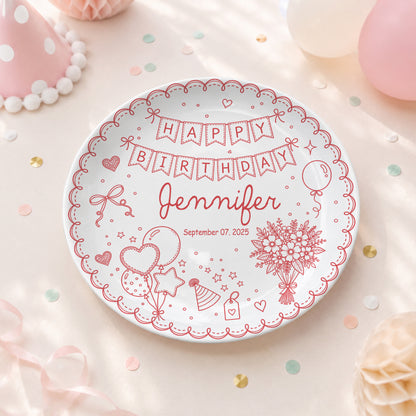 Birthday Banner and Balloons Personalized Birthday Plate P41012O0