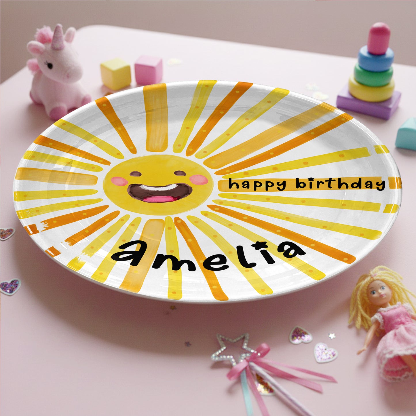 Smiling Sun Personalized Birthday Plate D925WRM0