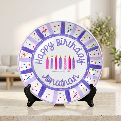 Purple Birthday Candles Keepsake Personalized Birthday Plate P7185Z10