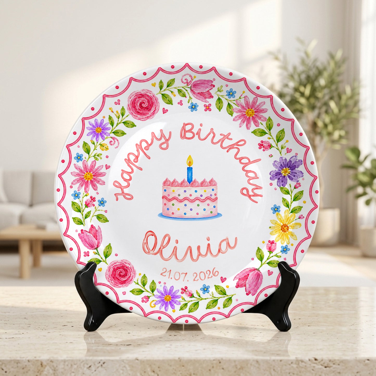 Wildflower Birthday Keepsake Personalized Birthday Plate P718MC30