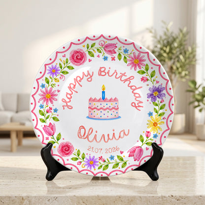Wildflower Birthday Keepsake Personalized Birthday Plate P718MC30
