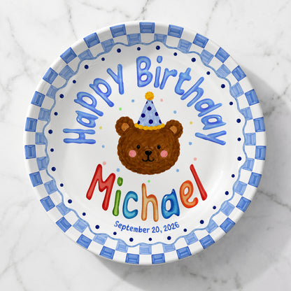 Cute Teddy Bear Birthday Keepsake Personalized Birthday Plate for Kids P6225SU0