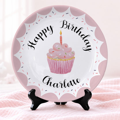 Scallop Cupcake Personalized Birthday Plate P62QXN0
