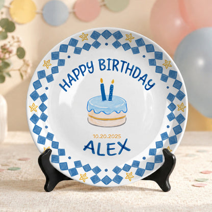 First Birthday Cake Keepsake Custom Name Ceramic Personalized Birthday Plate P821AIV0