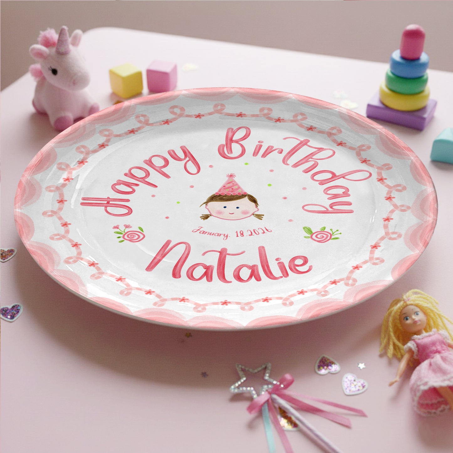Birthday Girl Portrait Personalized Birthday Plate P296XU0