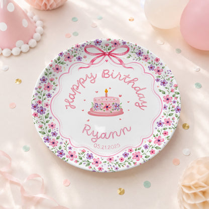 Floral Cake Personalized Birthday Plate P69JKI0