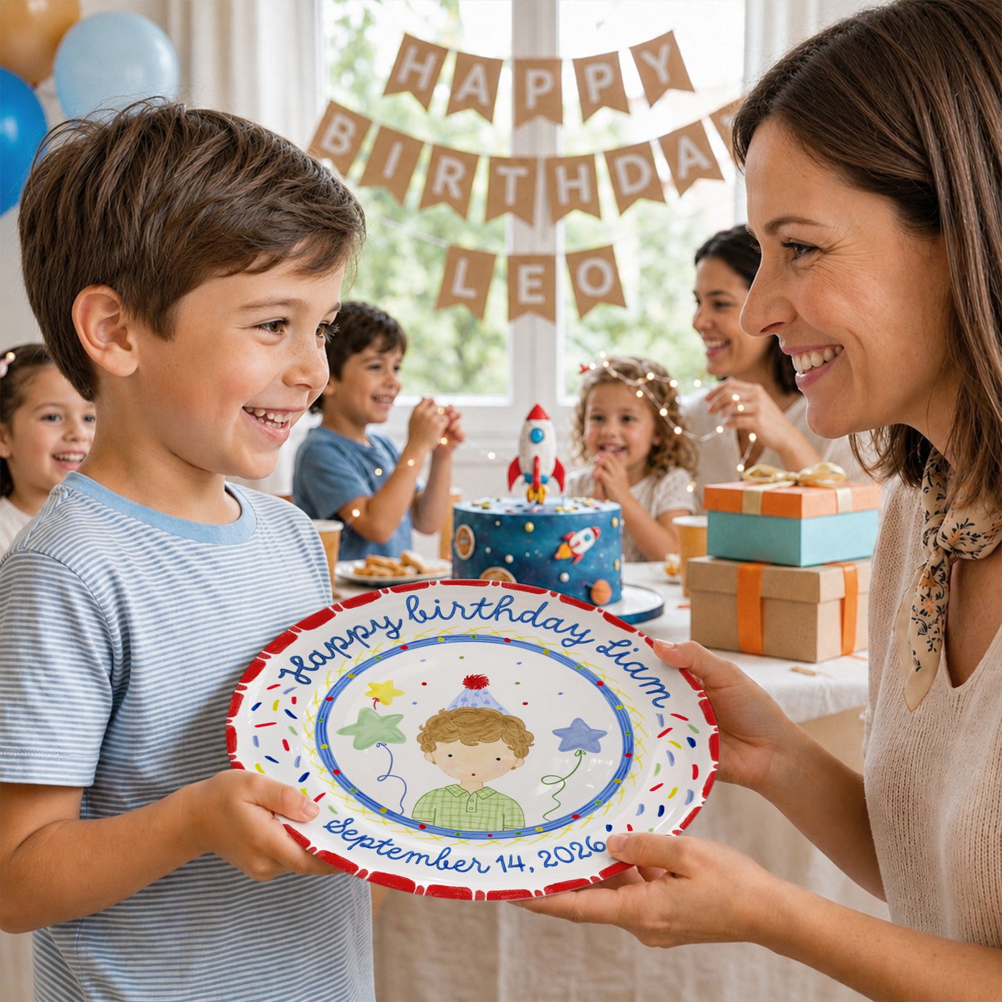 Party Boy Portrait Personalized Birthday Plate P611H1D0