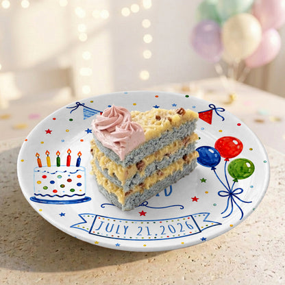 Colorful Balloon Celebration Personalized Birthday Plate for Boys and Girls P8117M70