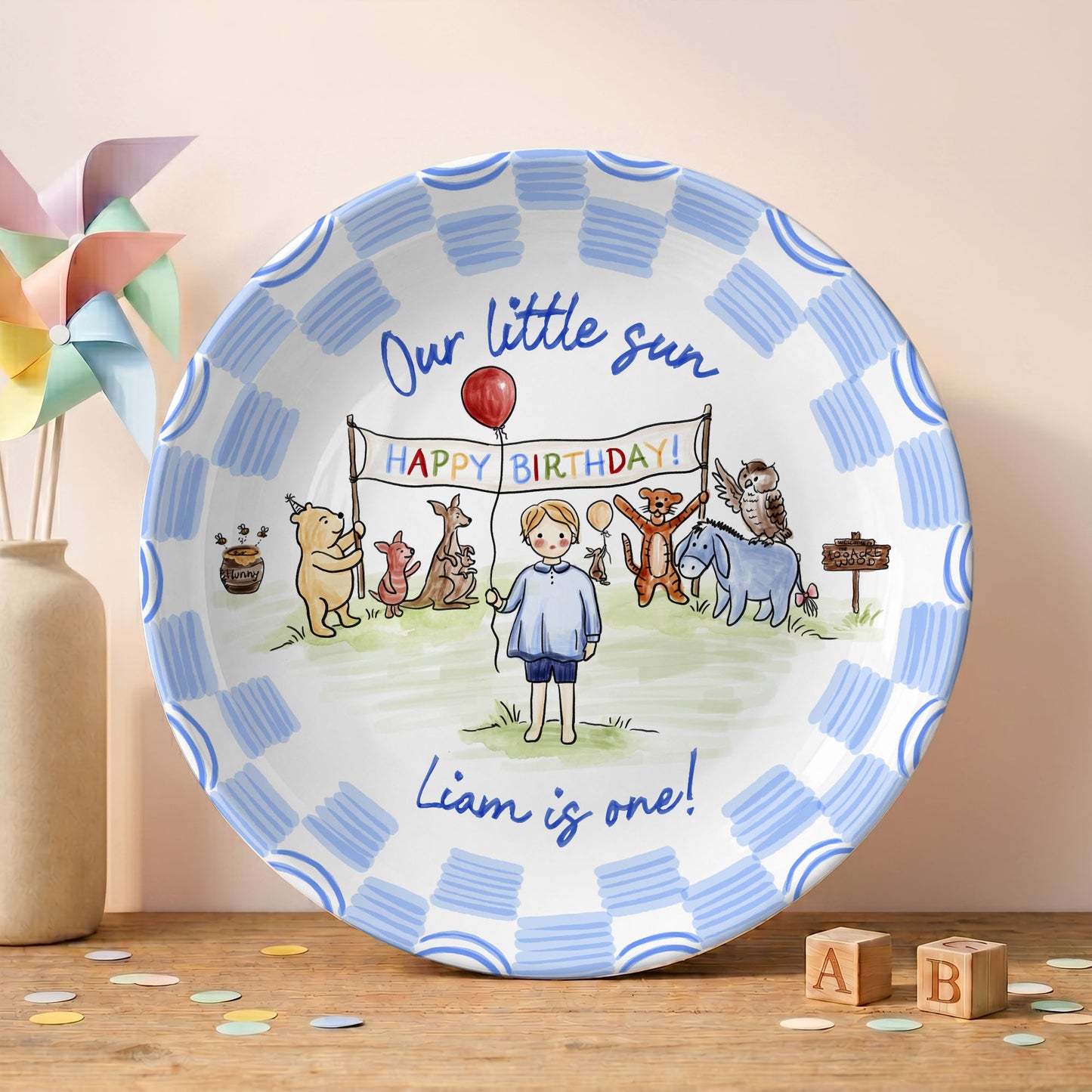 Woodland Animal Birthday Keepsake Personalized Birthday Plate P713B6G0