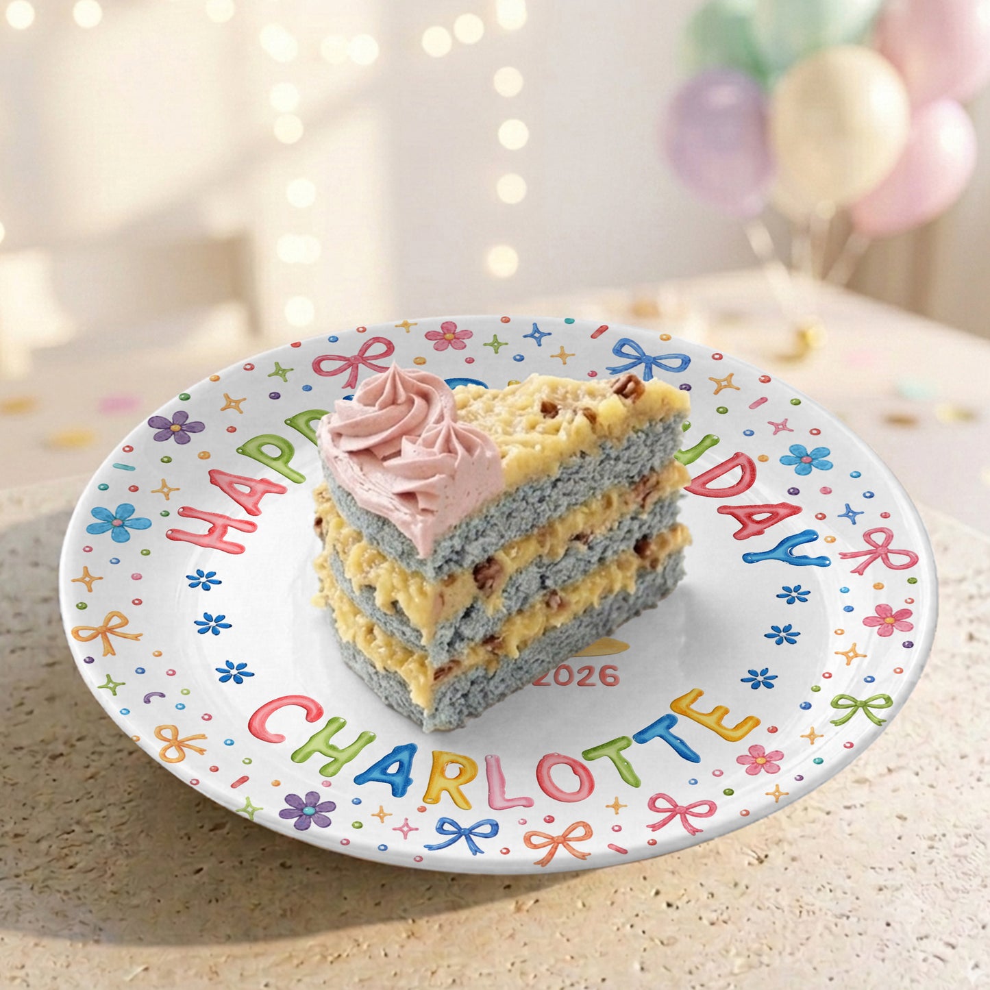Custom Name Happy Birthday Cake Keepsake Girl Personalized Birthday Plate P810JYR0