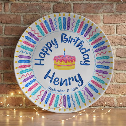 Colorful Birthday Candles Keepsake Personalized Birthday Plate P716Z5U0