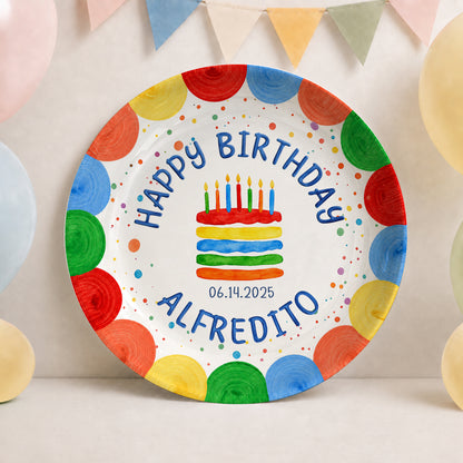 First Birthday Cake Keepsake Custom Name Ceramic Personalized Birthday Plate P829WLE0