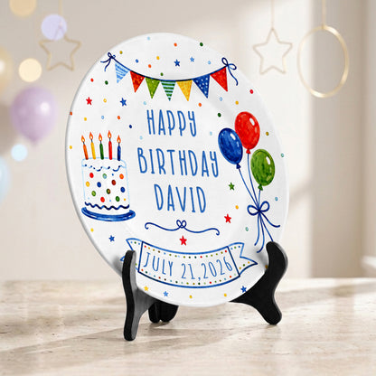 Colorful Balloon Celebration Personalized Birthday Plate for Boys and Girls P8117M70