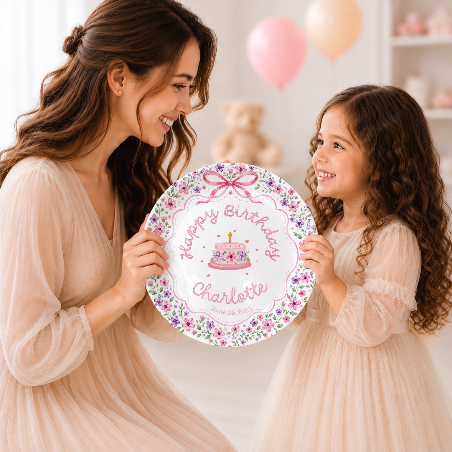 Floral Cake Personalized Birthday Plate P69JKI0