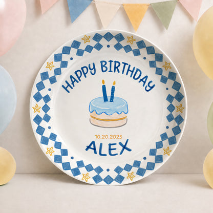 First Birthday Cake Keepsake Custom Name Ceramic Personalized Birthday Plate P821AIV0