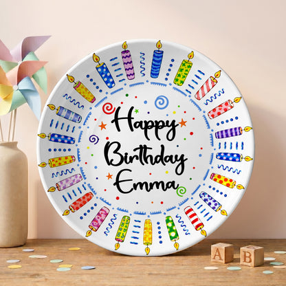 Colorful Birthday Candles Personalized Birthday Plate for Kids P619TMD0