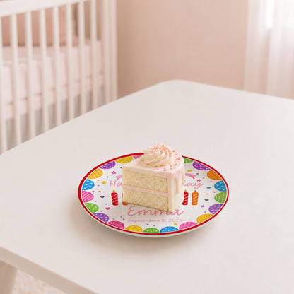 Happy Birthday Rainbow Candles Keepsake Personalized Birthday Plate for Kids P619T3J0