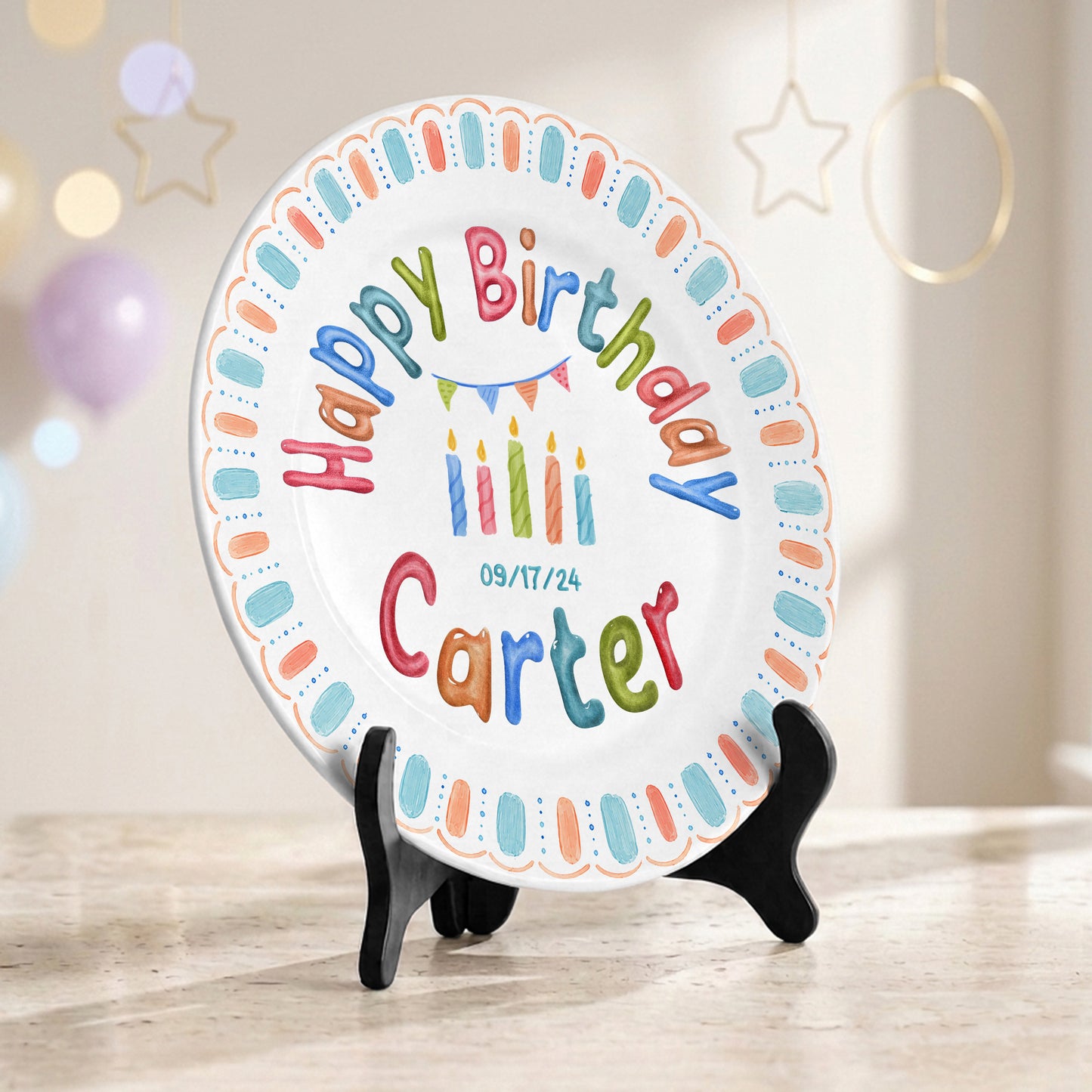 Custom Name Date Kids Birthday Keepsake Boy Gift Personalized Birthday Plate P818VEG0