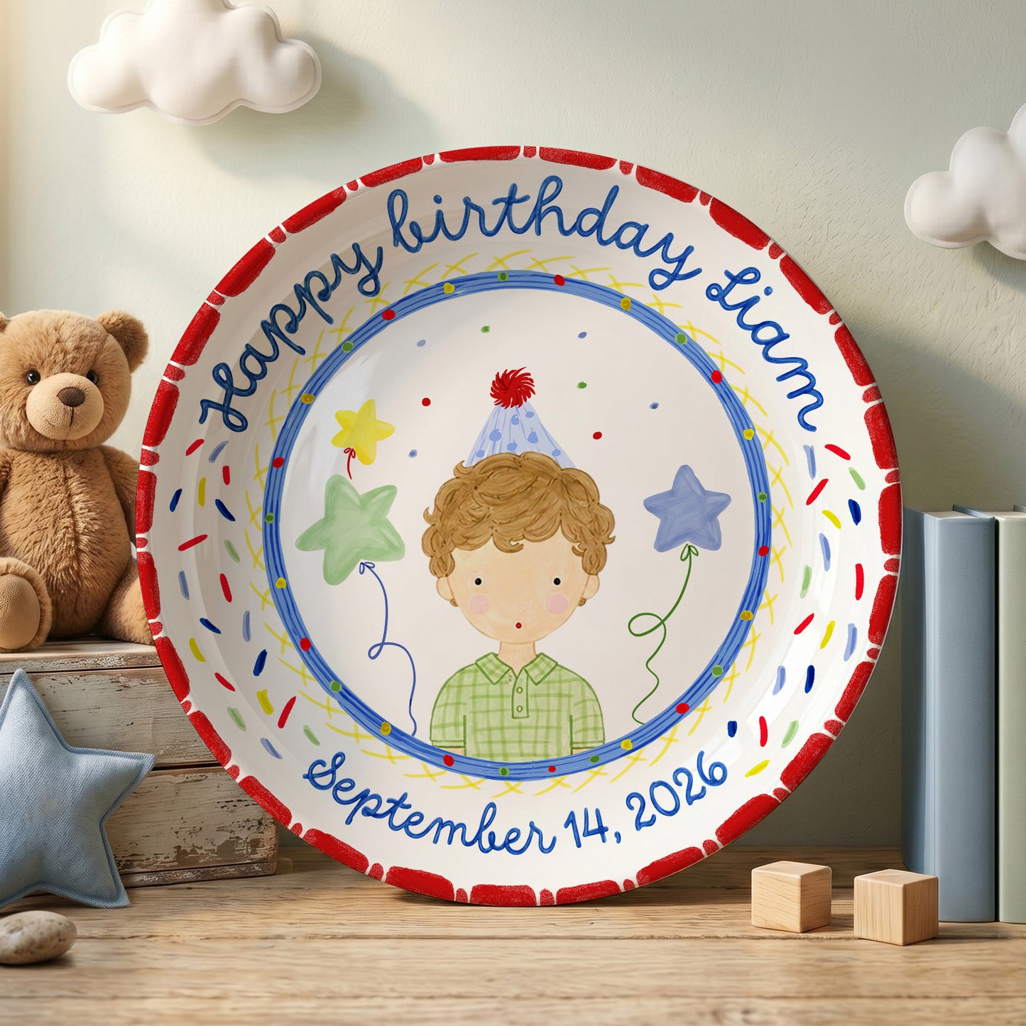 Party Boy Portrait Personalized Birthday Plate P611H1D0