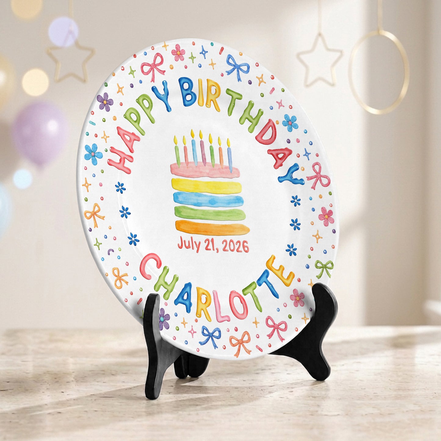 Custom Name Happy Birthday Cake Keepsake Girl Personalized Birthday Plate P810JYR0
