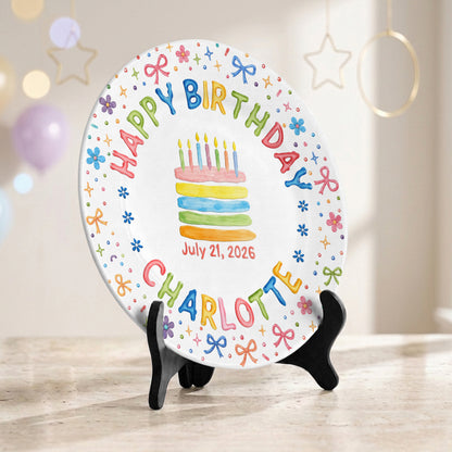 Custom Name Happy Birthday Cake Keepsake Girl Personalized Birthday Plate P810JYR0