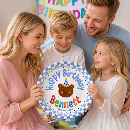 Cute Teddy Bear Birthday Keepsake Personalized Birthday Plate for Kids P6225SU0