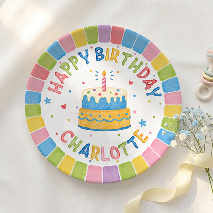 Pastel Rainbow Birthday Personalized Birthday Plate P723FGH0