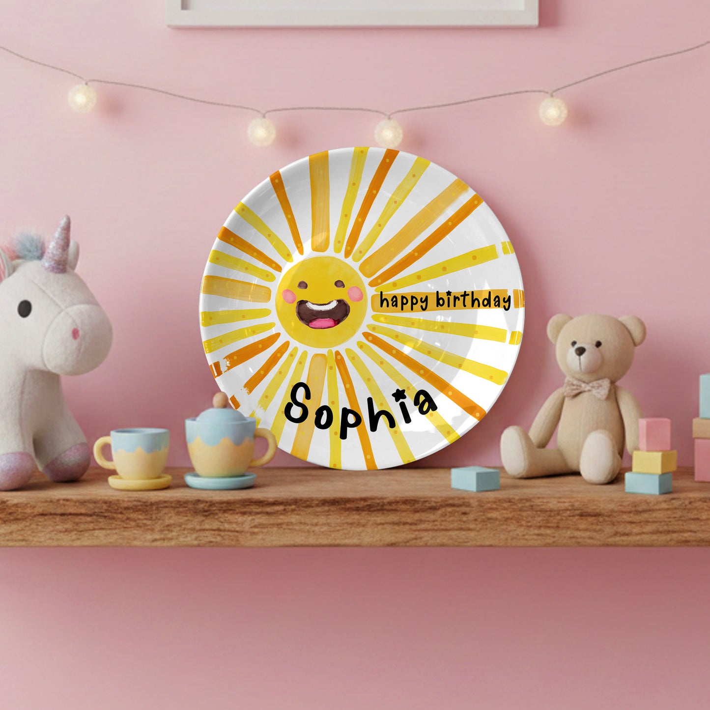 Smiling Sun Personalized Birthday Plate D925WRM0
