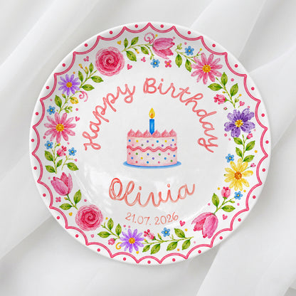 Wildflower Birthday Keepsake Personalized Birthday Plate P718MC30
