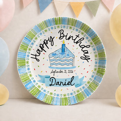 Cupcake First Birthday Keepsake Custom Name Ceramic Personalized Birthday Plate P829GRV0