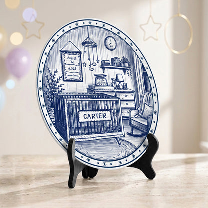 Custom Newborn Keepsake Personalized Baby Birth Plate, Name Stats Nursery Decor P820OIX0